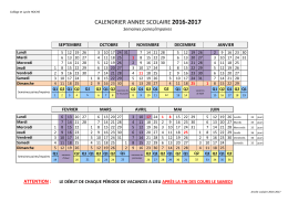 calendrier annee scolaire 2016-2017