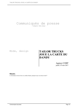TAILOR TRUCKS JOUE LA CARTE DU DANDY
