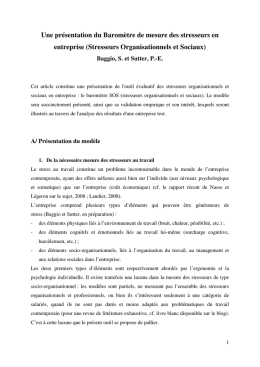 Stresseurs Organisationnels et Sociaux