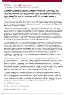 L`Eglise, le pape et l`immigration.