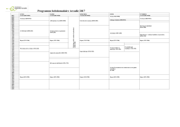 Programme hebdomadaire Arcadie 2017