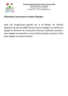 Informations concernant le nombre d`équipes