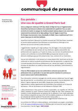 Eau potable : Une eau de qualit&eacute; &agrave; Grand Paris Sud