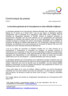 Communiqué de presse - Organisation internationale de la