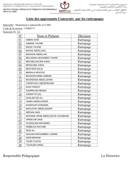 Liste des apprenants Concern&eacute;s par les rattrapages N&deg; Nom et