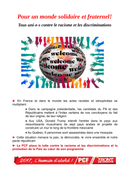 Pour un monde solidaire et fraternel!