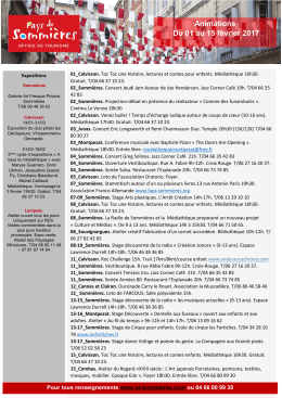 Animations Du 01 au 15 f&eacute;vrier 2017