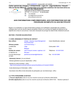 Cahier spécial des charges n° 57/53/4/15/102