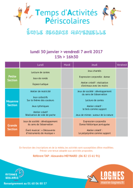 télécharger le planning périscolaire de l`école Le