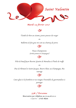 menu sp&eacute;cial Saint-Valentin