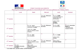 Planning des permanences du mois de février 2017 - Château