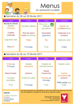 Voir les menus de cantine