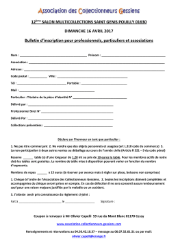 Bulletin d`inscription et règlement - Association des Collectionneurs