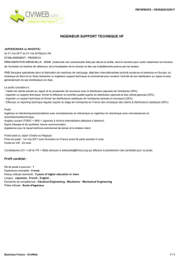 Offre INGENIEUR SUPPORT TECHNIQUE HF