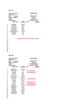 U6 - U7 nature du match : adversaire : date: samedi heure du match