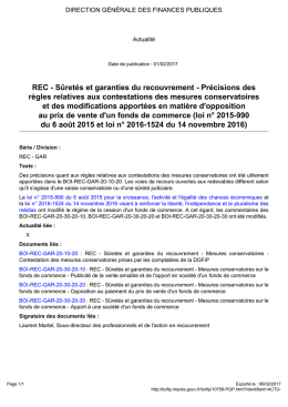 REC - Sûretés et garanties du recouvrement - BOFiP