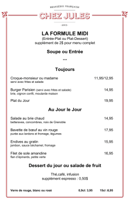 Menu du jour