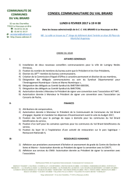 CONSEIL COMMUNAUTAIRE DU VAL BRIARD