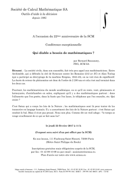Qui diable a besoin de - Soci&eacute;t&eacute; de Calcul Math&eacute;matique