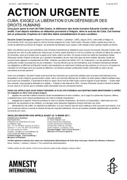 Cuba: EXIGEZ LA LIB&Eacute;RATION D`UN