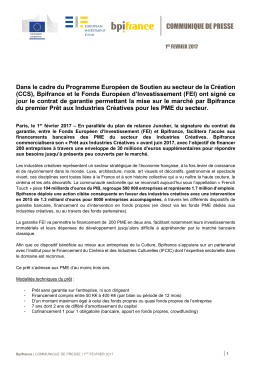 2017 02 01 CP FEI - Bpifrance