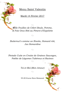 Menu Saint Valentin