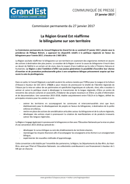 COMMUNIQUÉ DE PRESSE La Région Grand Est réaffirme le