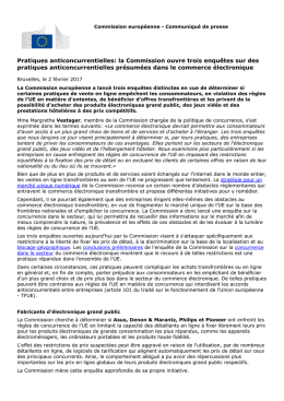 Pratiques anticoncurrentielles: la Commission ouvre