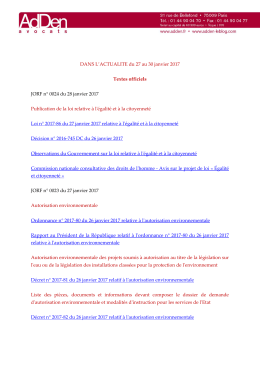 DANS L`ACTUALITE du 27 au 30 janvier 2017