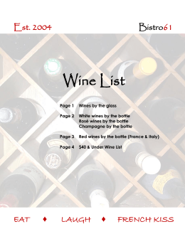 Wine List - Bistro 61