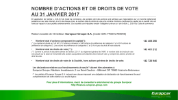 nombre d`actions et de droits de vote au 31 janvier 2017