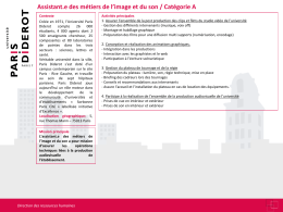 Assistant.e des m&eacute;tiers de l`image et du son / Cat&eacute;gorie A