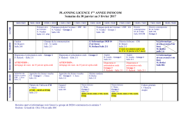 Planning du 30 au 03 f&eacute;vrier 2017