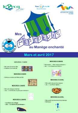 Programme mercredis – Manège enchanté – mars avril