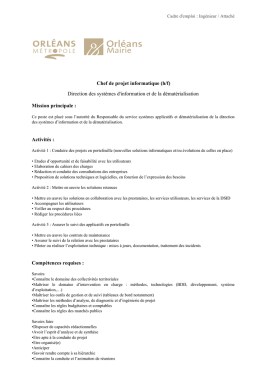 Chef de projet informatique - Saint-Denis-en-Val