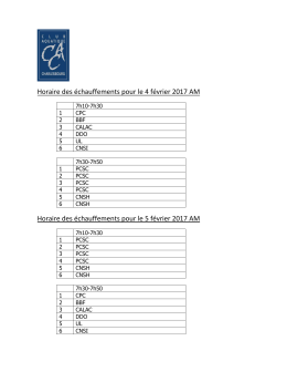 Horaire des échauffements pour le 4 février 2017