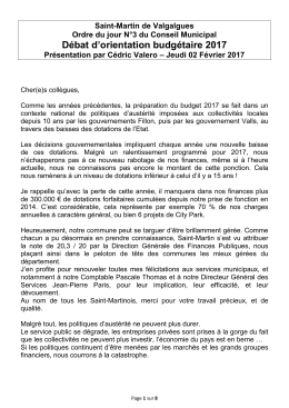 D&eacute;bat d`orientation budg&eacute;taire 2017