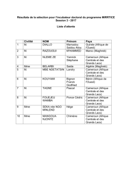 R&eacute;sultats de la s&eacute;lection pour l`incubateur doctoral du programme