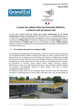 COMMUNIQUE DE PRESSE Le lycée des