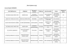 bureau d`emploi: MONASTIR Nom &eacute;tablissement d&eacute;l&eacute;gation
