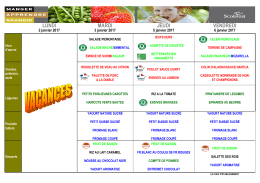 Menus du 2 au 6 Janvier 2017