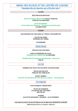 SEMAINE DU 1er au 07 NOVEMBRE 1999