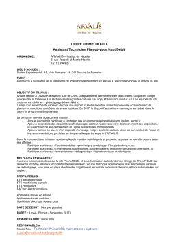 Assistant Technicien Ph&eacute;notypage Haut D&eacute;bit - ARVALIS