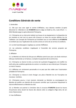 Conditions G&eacute;n&eacute;rale de vente
