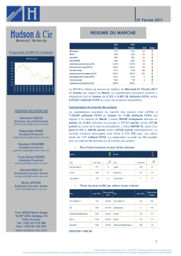 Résumé du marché 01-02-2017