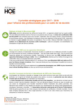 5 priorités stratégiques 2017-2019