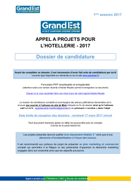 Dossier de candidature 17 Lorraine
