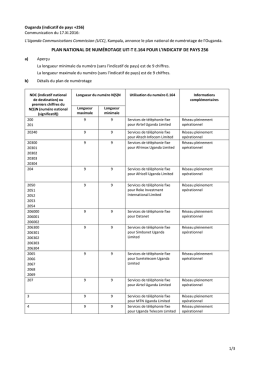 plan national de num&eacute;rotage uit-t e.164 pour l`indicatif de pays