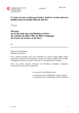 Message sur la garantie des constitutions r&eacute;vis&eacute;es des cantons de