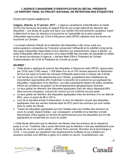 L`Agence canadienne d`identification du b&eacute;tail pr&eacute;sente le rapport